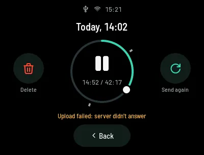 A recording opened from Files, with its playback ring and Send again